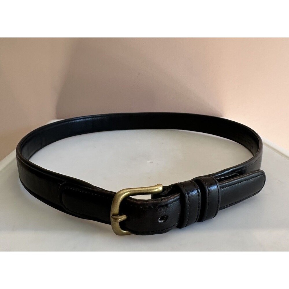 Coach VINTAGE BLK Glovetan Cowhide Belt 2501 Brass Buckle Made in NYC 30”/ 100